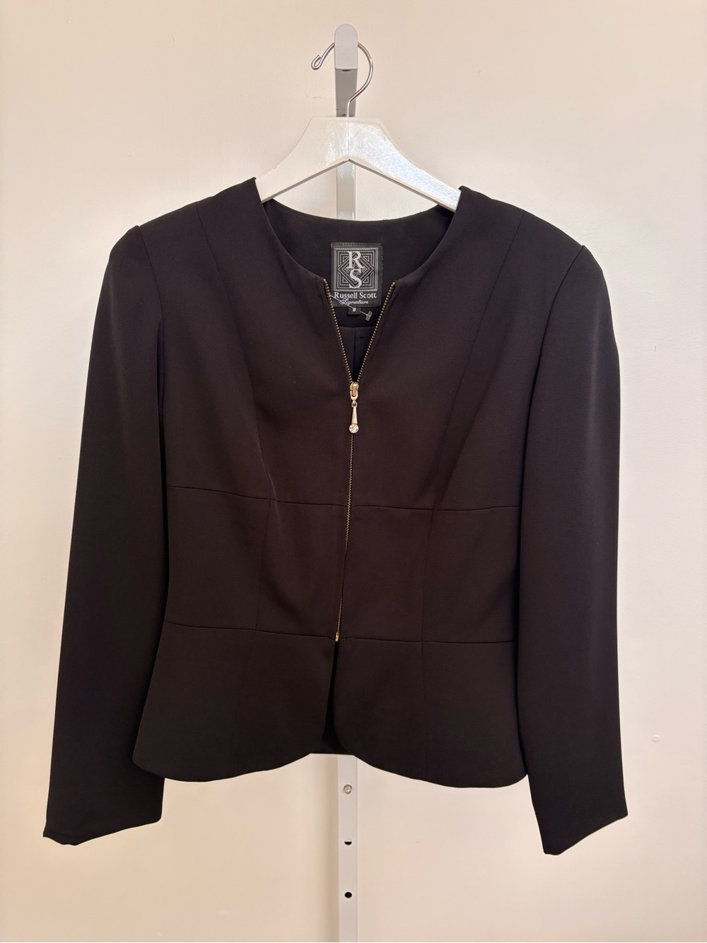 Russell Athletic Black Collarless Zip Blazer